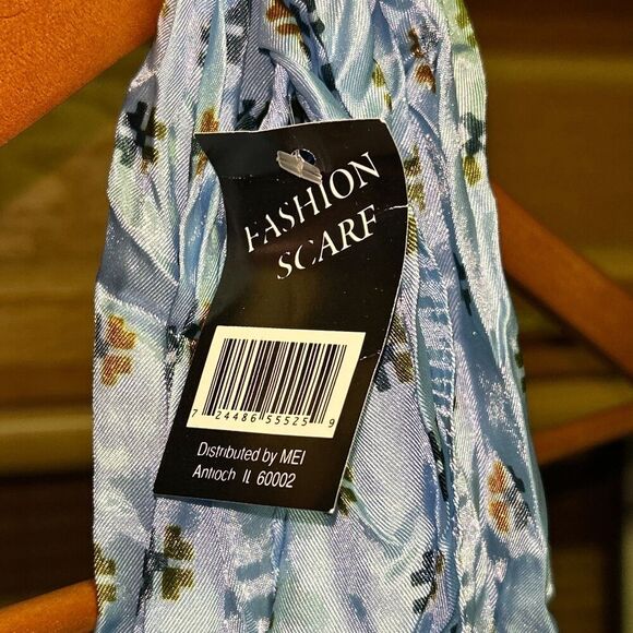 Vintage Glentex Paisley Scarf Blue 100% Nylon Made in Japan - Picture 3 of 5